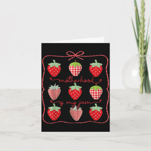 Motherhood is jam strawberry coquette bow mama card