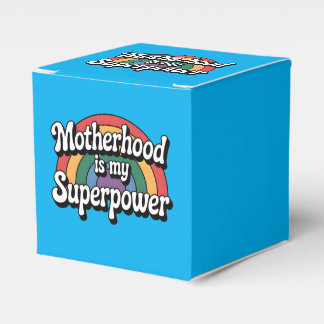 Motherhood Is My Superpower - Retro Rainbow Design Favor Box