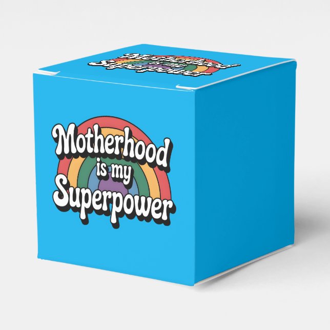 Motherhood Is My Superpower - Retro Rainbow Design Favor Box (Front Side)