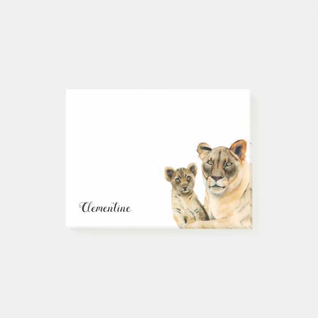 Motherhood | Lioness and Cub | Add Your Name Post-it Notes (Front)