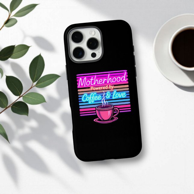 Motherhood Powered by Coffee | Funny Mother's Day Case-Mate iPhone Case (Creator Uploaded)