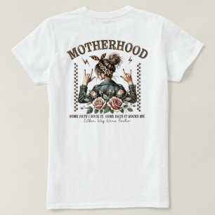 Motherhood Rockin' Mom Messy Bun Leopard Print T-S T-Shirt