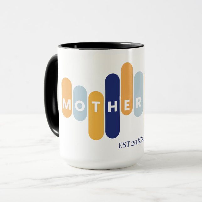 Motherhood Typography First Time Mom Mug (Front Left)