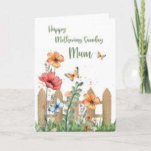 Mothering Sunday Mum Flowers and Butterflies Card