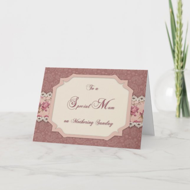Mothering Sunday Shabby Rose Card (Front)