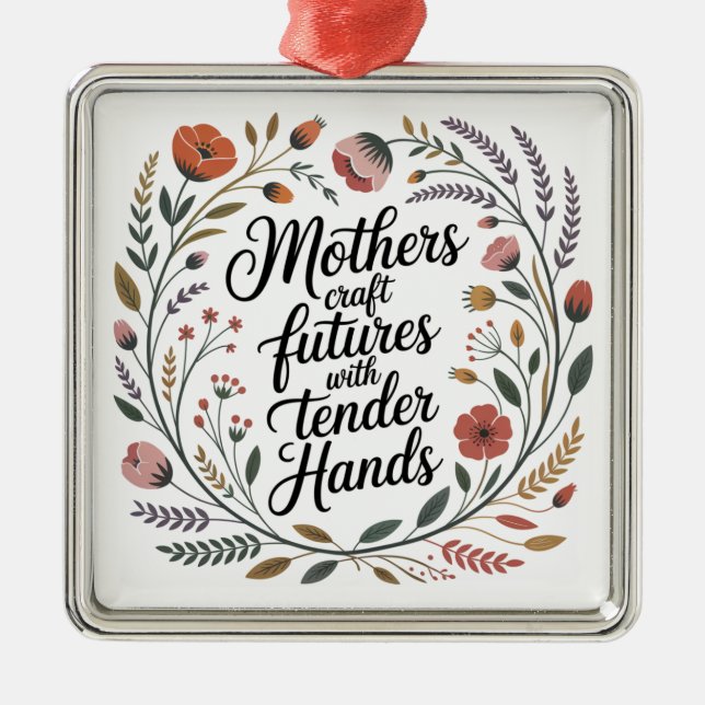 Mothers Craft Futures With Tender Hands Metal Ornament (Front)