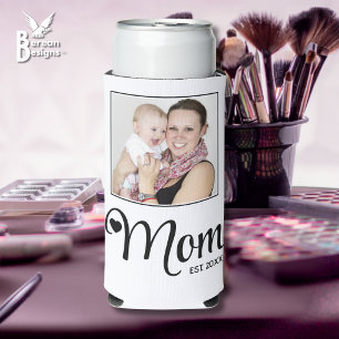 Mothers Custom Photo Gift Mom Established Seltzer Can Cooler