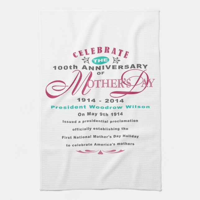 Mothers Day 2014 - 100 Year Celebration Kitchen Towel (Vertical)