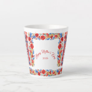 Mother's Day 2026 Brush Strokes Wildflowers Latte Mug