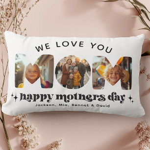 Mother's Day 3 Photo Custom Cute Retro Stylish Lumbar Pillow