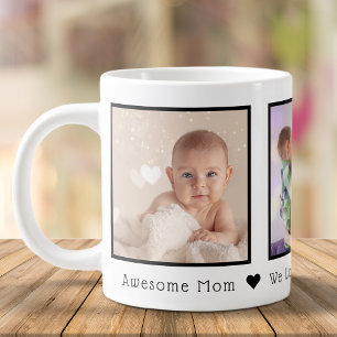 Mother's Day 3 Photos Personalized Large Coffee Mug