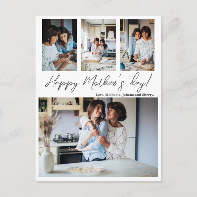 Mother's Day 4 Photo Collage Postcard (Front)