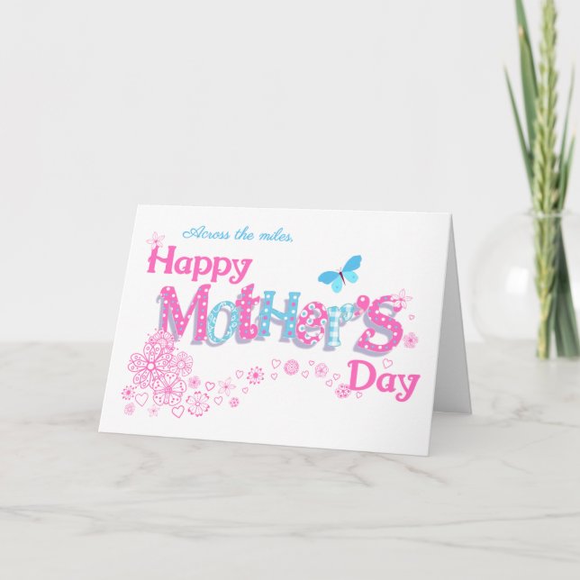 Mother's Day Across the Miles with Flowers Card (Front)