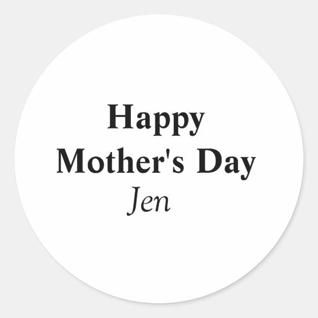 mother's day add your name text image editable  in classic round sticker (Front)