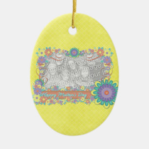 Mothers Day - ADD YOUR PHOTO - Spring Flowers Ceramic Ornament