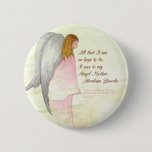 Mother's Day Angel Religious, Round Gift 2 Inch Round Button