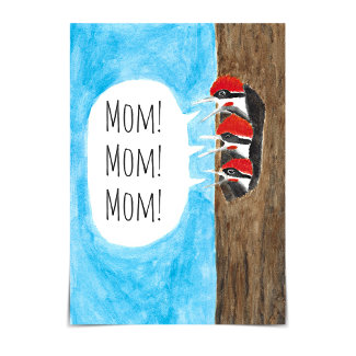 Mother's Day Baby Woodpeckers Watercolour Card