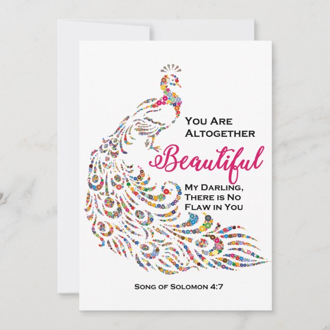 Mother's Day, Beautiful, Song of Solomon, Peacock Holiday Card (Front)