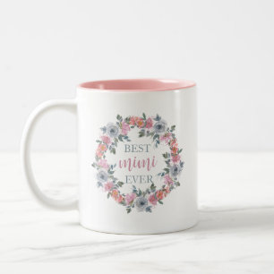 Mothers Day Best Mimi Ever Floral  Two-Tone Coffee Mug