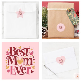 Mother's Day Best Mom Ever  Heart Sticker
