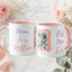 Mother's Day Best Mom Ever Photo Pink Personalized Mug