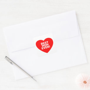 Mother's Day Best mom ever! Simple heart modern Square Sticker