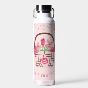 Mother's Day,Best Mom Ever, with Beautiful Flower Water Bottle