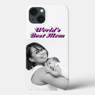 Mothers Day Best Mom photo purple text iPhone 13 Case
