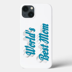 Mothers Day Best Mom sky blue text iPhone 13 Case