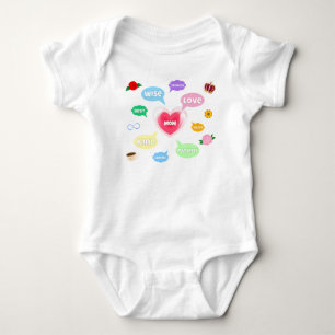 Mothers Day Best Mom Word Clouds Queen Crown Love Baby Bodysuit