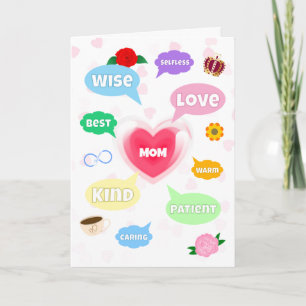 Mothers Day Best Mom Word Clouds Queen Crown Love  Card