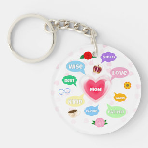 Mothers Day Best Mom Word Clouds Queen Crown Love Keychain