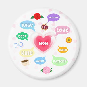 Mothers Day Best Mom Word Clouds Queen Crown Love Magnet