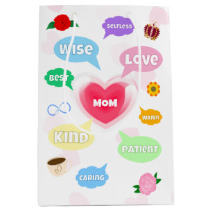 Mothers Day Best Mom Word Clouds Queen Crown Love Medium Gift Bag