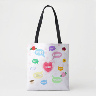 Mothers Day Best Mom Word Clouds Queen Crown Love Tote Bag