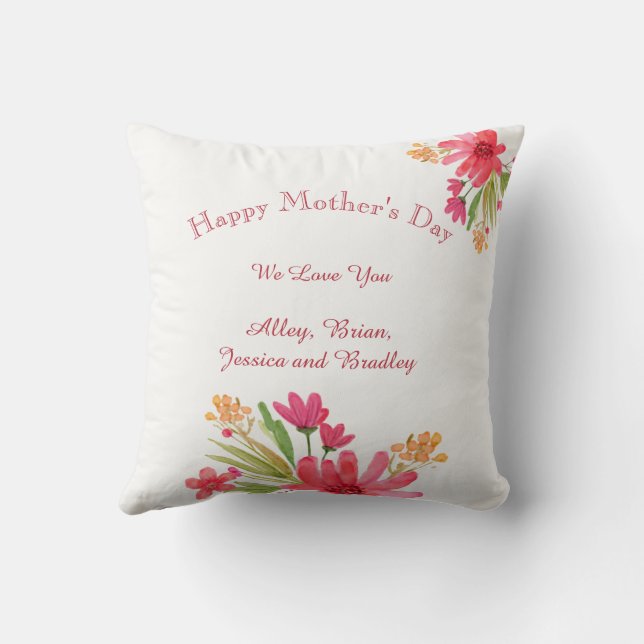 Mother's Day / Birthday Custom Photo Throw Pillow (Back)
