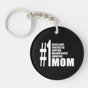 Mothers Day Birthdays Christmas Number One Mom Keychain