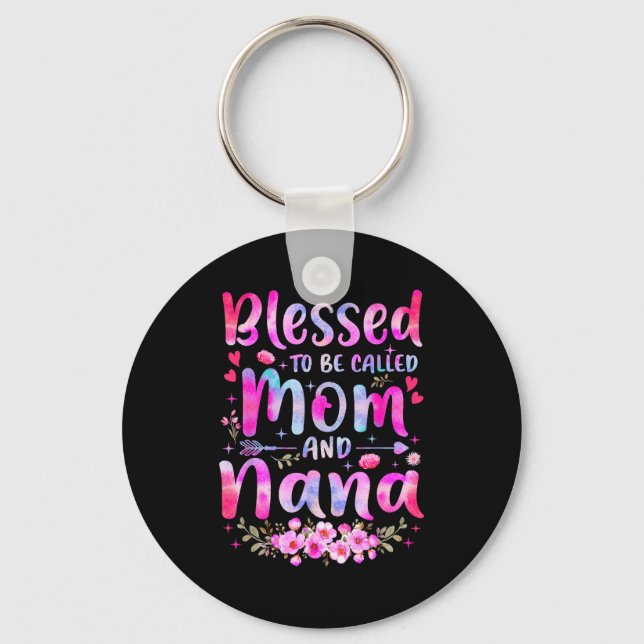 Mother's Day Blessed To Be Called Mom And Nana Flo Keychain (Front)