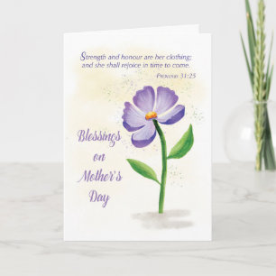 Mothers Day Blessing Violet Flower Scripture Card