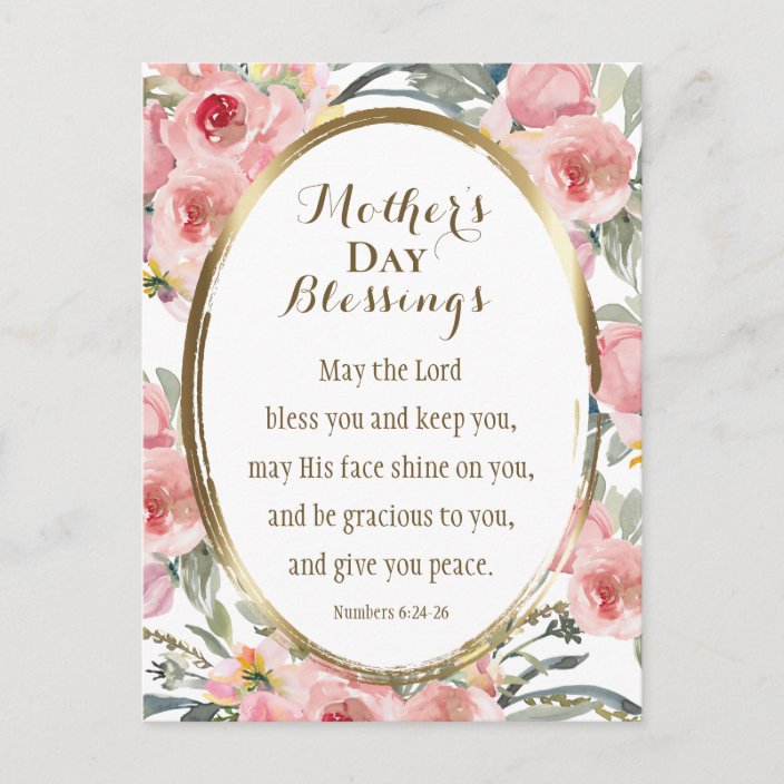 Mother S Day Blessings Bible Verse Elegant Floral Postcard Zazzle Ca
