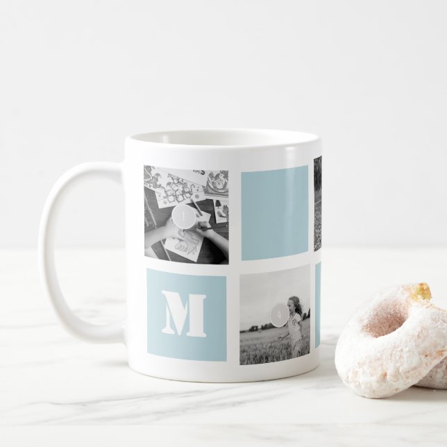 Mother's Day Blue 5 Photos Mom Collage Mug (With Donut)