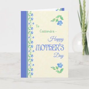 Mother's Day Blue Periwinkle Floral Border Card