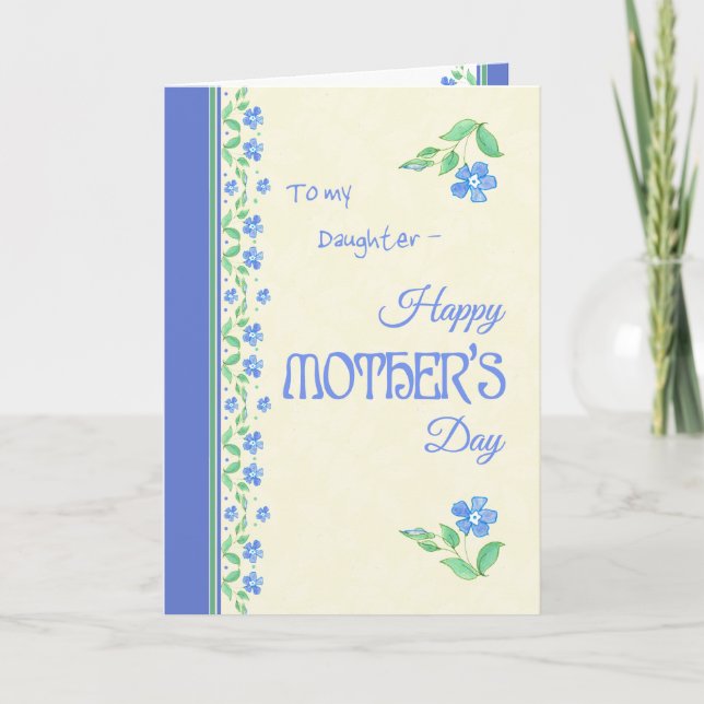 Mother's Day Blue Periwinkle Floral Daughter Card (Front)