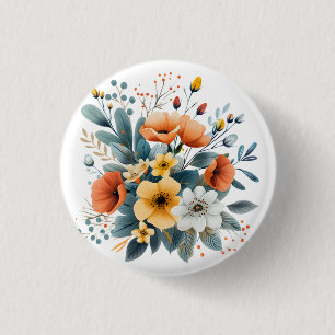 Mother's Day Boho Flowers Clipart-61983 1 Inch Round Button