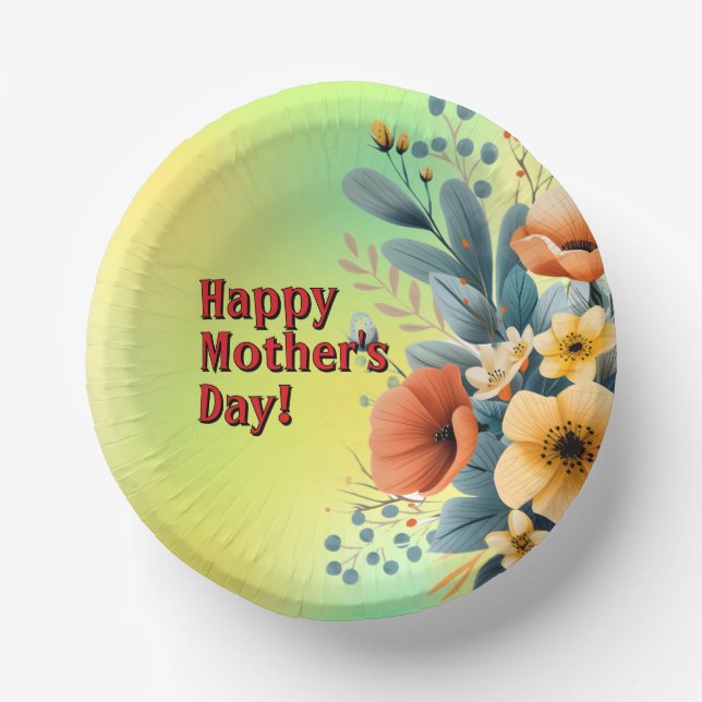 Mother's Day Boho Flowers Clipart-61983 Keychain Paper Plate (Front)