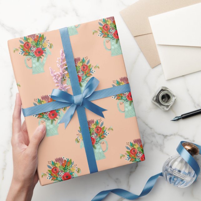 Mother's day Boho Flowers illustration pink Wrapping Paper (Gifting)