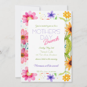Mother's Day Bright Floral Brunch Invitation