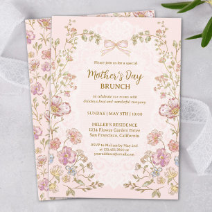Mother's Day Brunch Elegant Pretty Vintage Floral Invitation