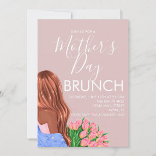Mother's Day Brunch Floral Blush Pink Invitation
