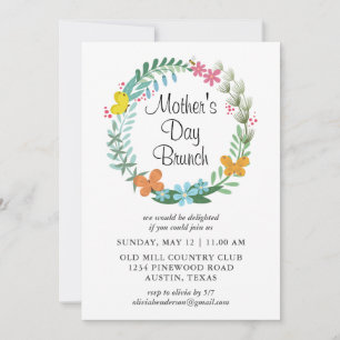 Mother's Day Brunch Floral Garland Wreath  Invitation